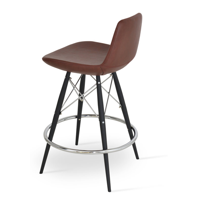 Tabouret de bar 24 po Pera, Noir/chrome, Tissu en laine organique, Anthracite