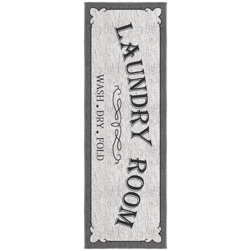 Gray Non-Slip Rubber Back Laundry Room Runner Rug – Durable Floor Mat for Laundry Area