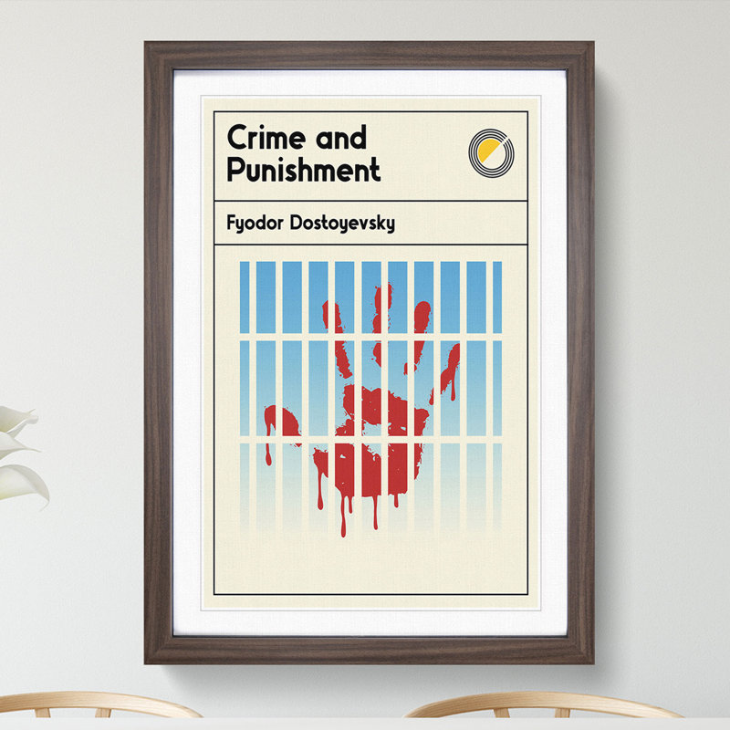 Book Cover Crime and Punishment Fyodor Dostoyevsky - Picture Frame Graphic Art, Walnut, 48cm H x 36cm W x 2cm D