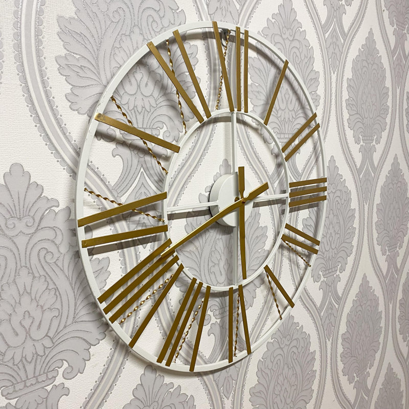 Mucklen Metal Wall Clock – Vintage Decorative Wall Clock with Hand-Finished Frame for Living Room, Kitchen or Office