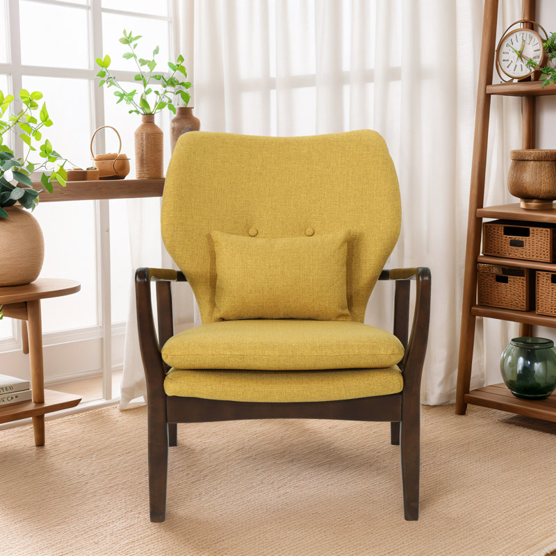 Fauteuil capitonné de 25,73 po de large Margueritt CAL117, Polyester beige, Brun clair