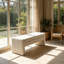 Banc de rangement moderne rembourré avec siège capitonné, charnière à fermeture en douceur et grand intérieur pour la chambre à coucher ou le salon