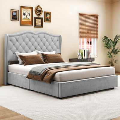Lit plateforme tapissier avec rangement Albourne
