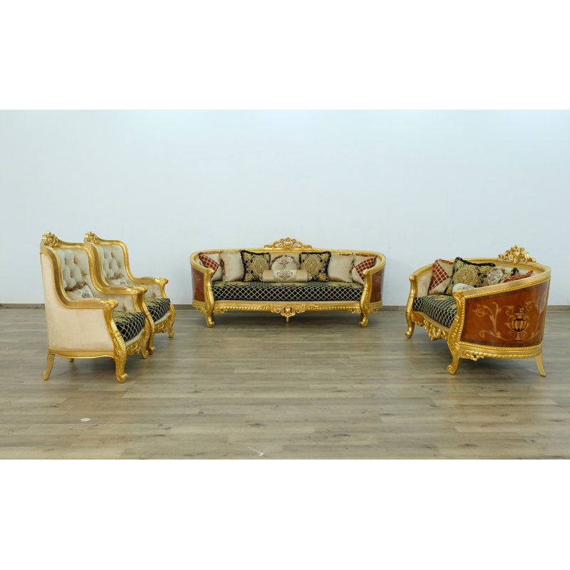 Luxor Sofa, 44.5" H x 105" W x 37.5" D, Gold