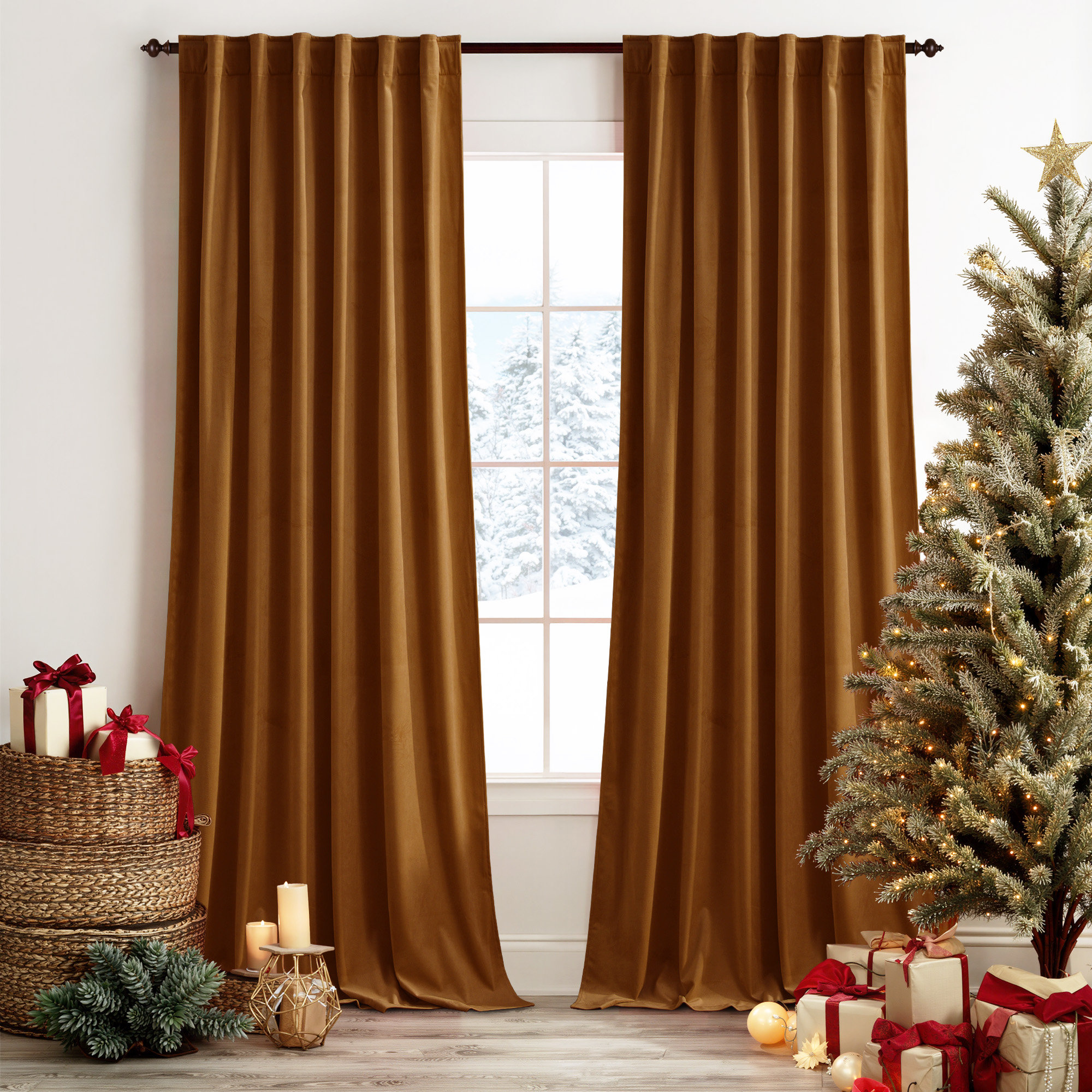 Mercer41 Velvet Blackout Curtains for Living Room, Thermal Insulated ...
