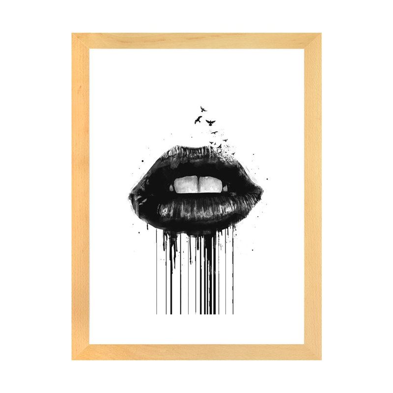 « Dead Love » par Balazs Solti-impression d’art graphique, Toile avec cadre en bois beige, H 32 po x l 24 po x P 1 po, Blanc