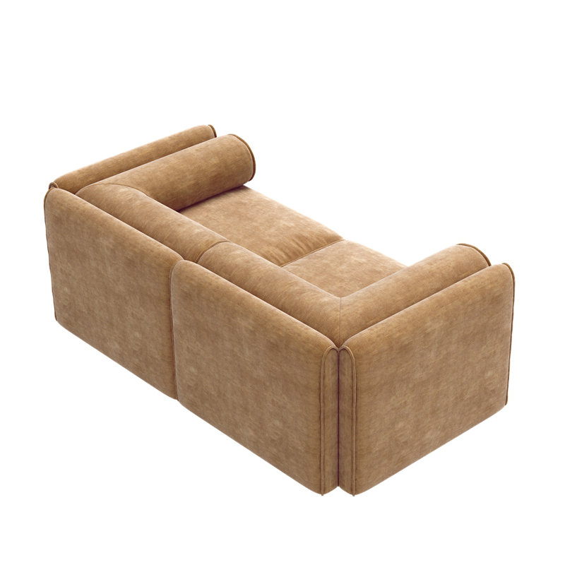 Élégant canapé 2 places en chenille avec siège de rangement, dossier cylindrique et accoudoirs, causeuse moderne en tissu avec espace de rangement caché