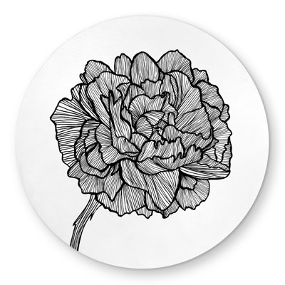 Peony Line - Minimalist Floral Round Outdoor Area Rug for Home