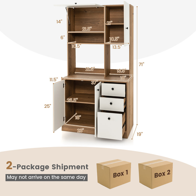Verdigre 71'' Kitchen Pantry, White/Natural