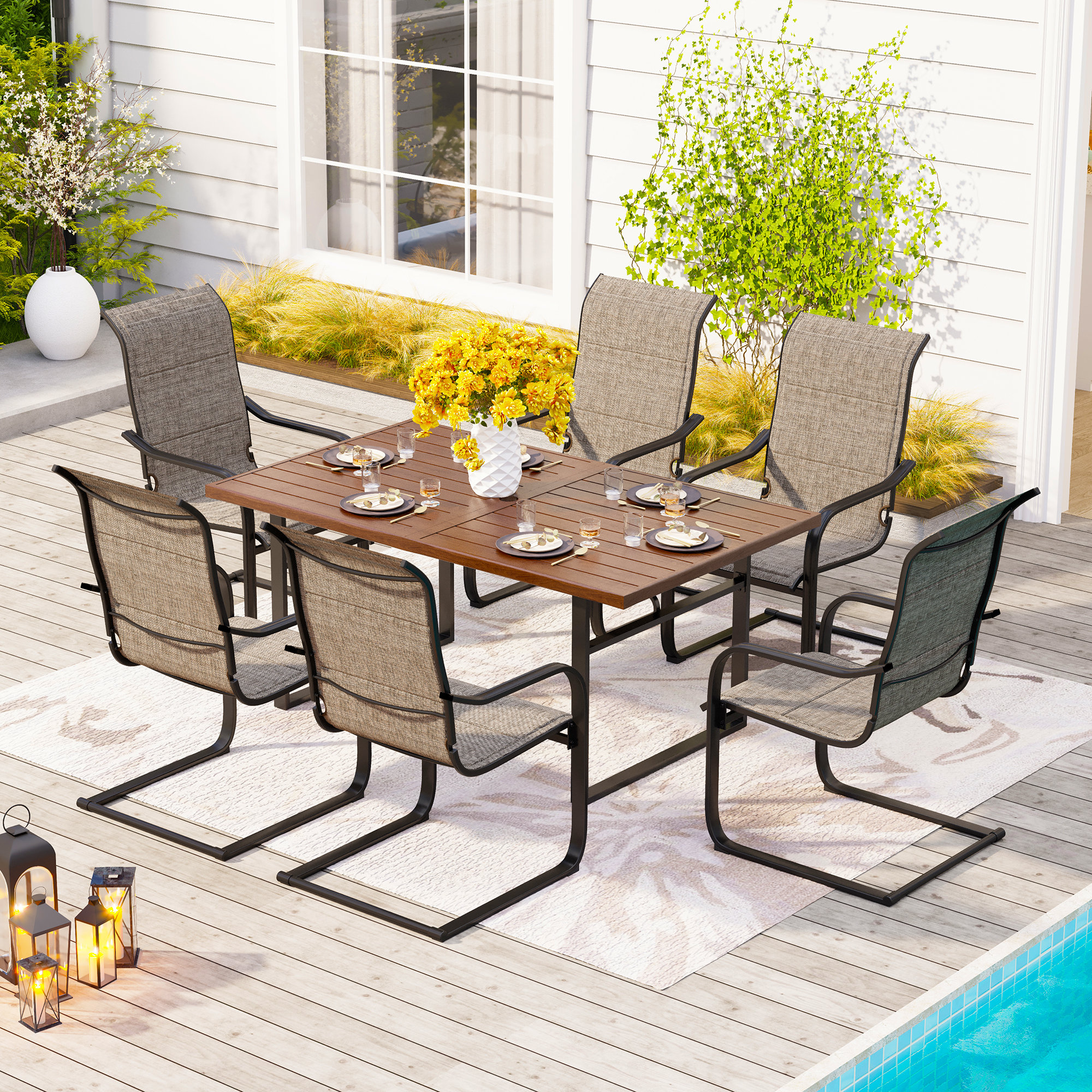 Hampton bay crestridge rectangular deals outdoor dining table