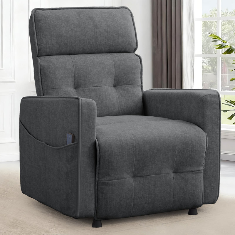 Recliner Chair, Electric Recliner Chairs For Adults, Comfy Recliners For Living Room, Reclining Chair With One-touch Adjustment & Side Pockets