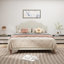 Lit plateforme tapissier grand format avec tête de lit réglable, rembourré en tissu de lin, lit plateforme de style simple et moderne sans sommier, facile à assembler, beige-1365858167-1365858165