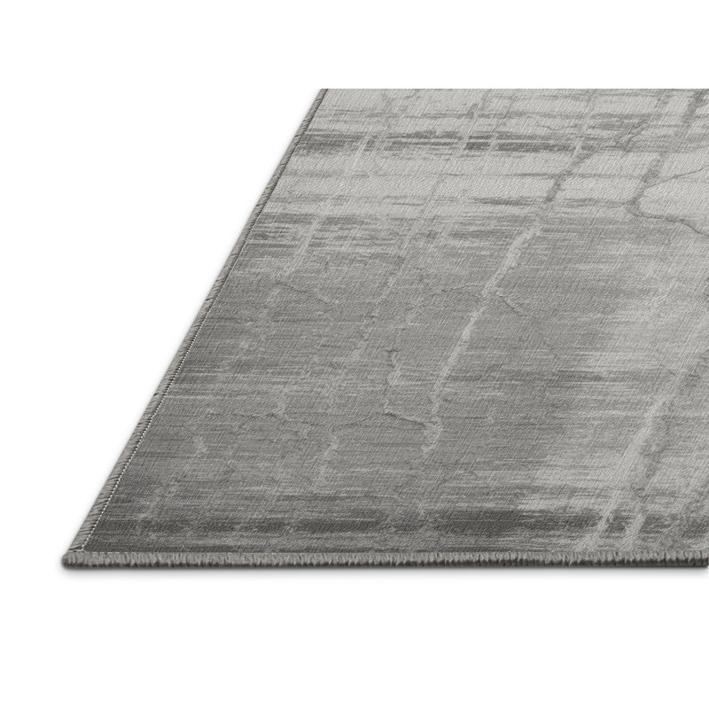 Tapis abstrait gris lavable à la machine, Rectangle 6 pi x 9 pi