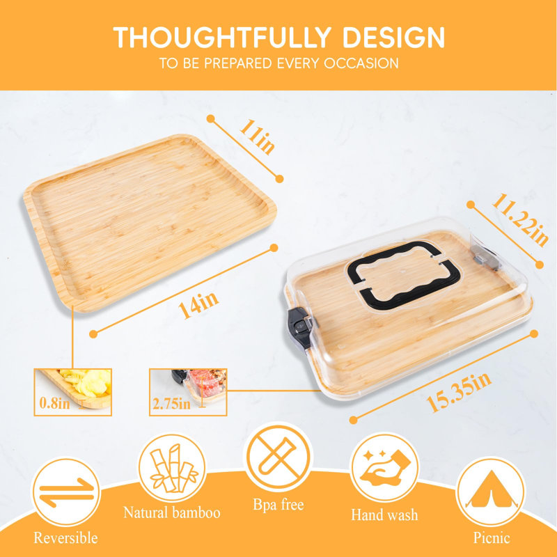 Charcuterie Board with Clear Locking Lid