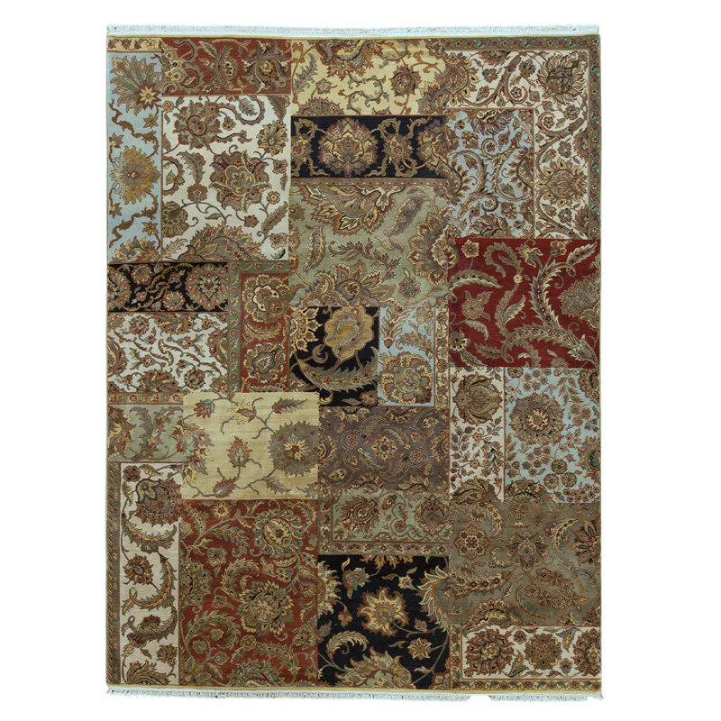 Tapis brun / beige / noir en laine tissé à la main