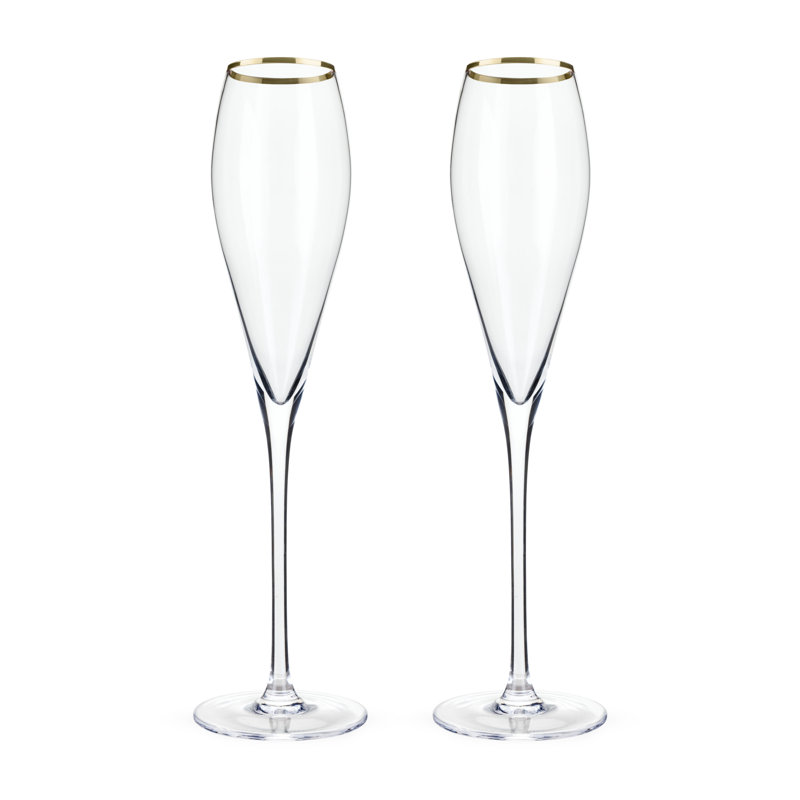 Belmont Gold-Rimmed Crystal Champagne Flutes