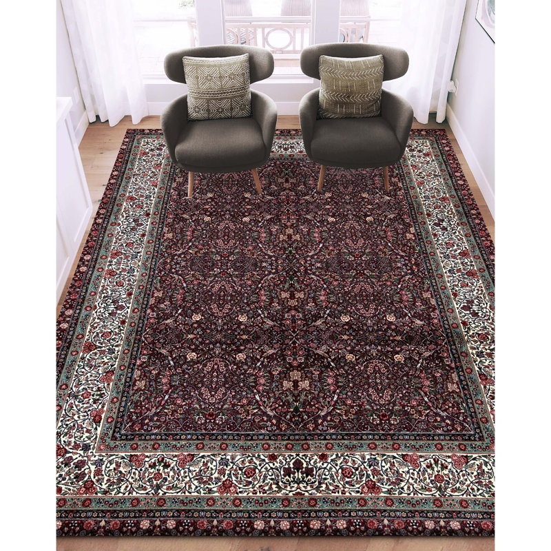 Tapis rectangulaire en laine noué à la main