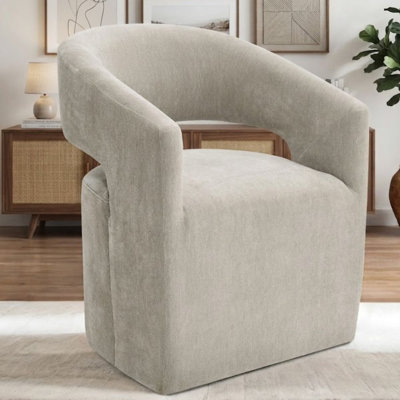 Fauteuil demi-tonneau décoratif en tissu taupe Ultear