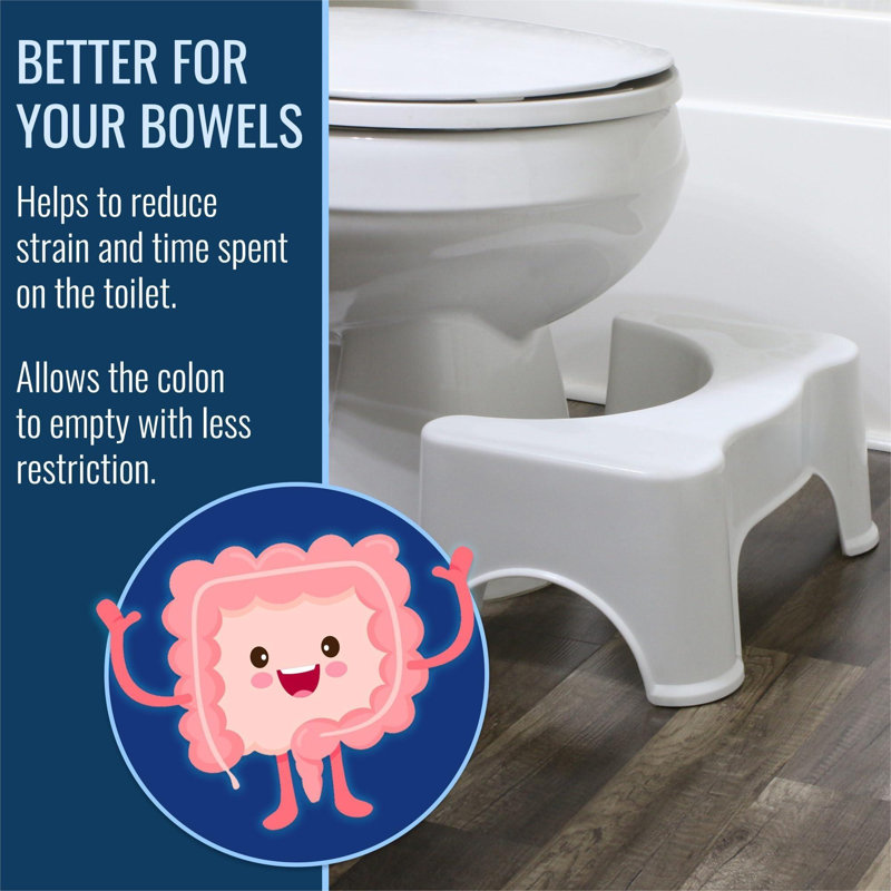 Toilet Squatting Posture Stool, 7" Height, Reduces Strain For An Easier Go, Poop Stool For Bathroom, Fun Footprint Designs, Low-Profile, Minimal Design For Bathroom Aesthetic