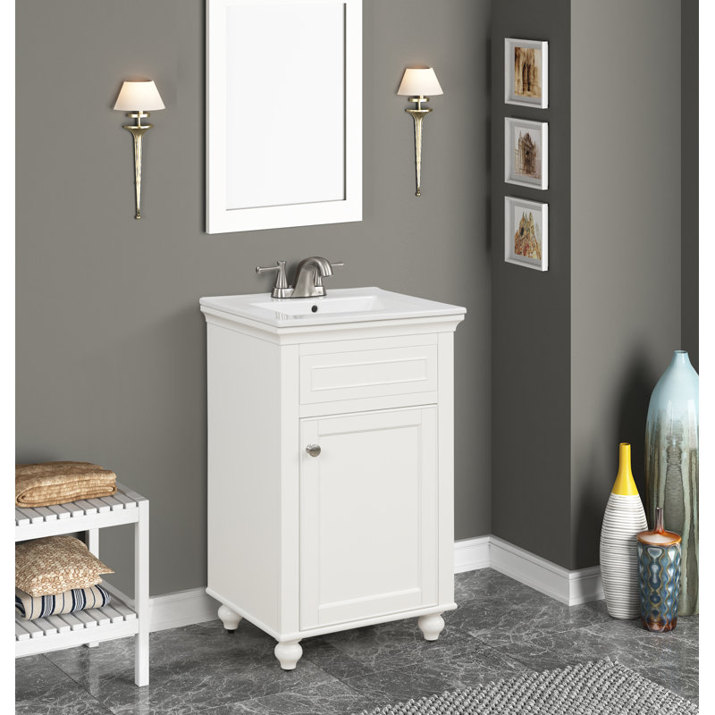 Mini meuble-lavabo simple 20 "avec comptoir en porcelaine et lavabo, bois massif, pré-assemblé