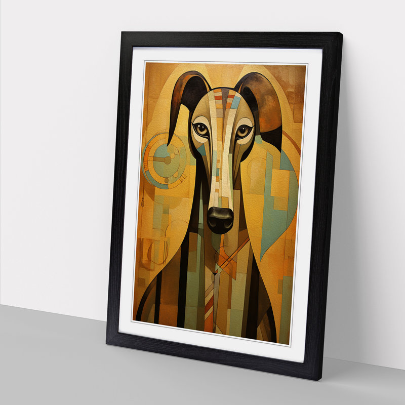 Greyhound Art Deco Art - Framed Print, 34cm H x 25cm W x 2cm D