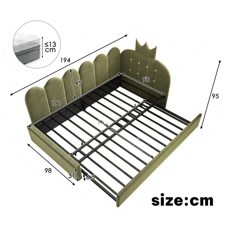 Upholstered Bed, Green