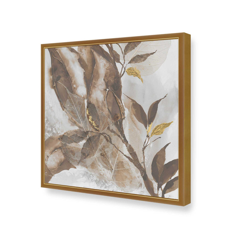 «Gilded Leaf Collage V2 II» par Chris Paschke, reproduction d'art, H 20 po x l 20 po, Doré