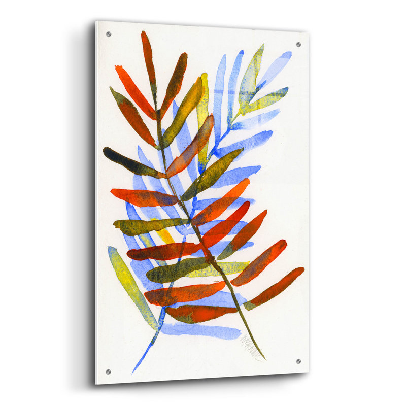 «Blue and Orange Leaves» par Wyanne, H 36 po x l 24 po