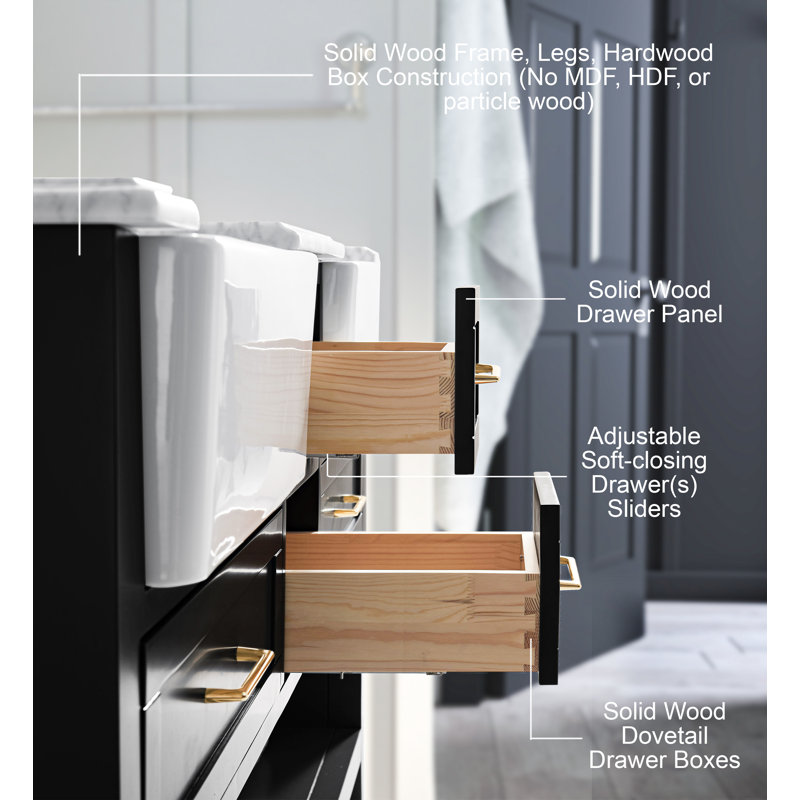 60'' W Double Vanity, Black Onyx