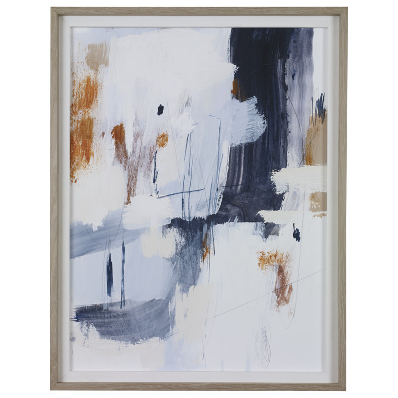 Large Abstract Print with Natural Pine Frame