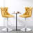 Swivel Barstools with Nailheads Trim, Velvet Button Tufted Back & Golden Footrest, Adjustable Counter Height-228128290-215404997