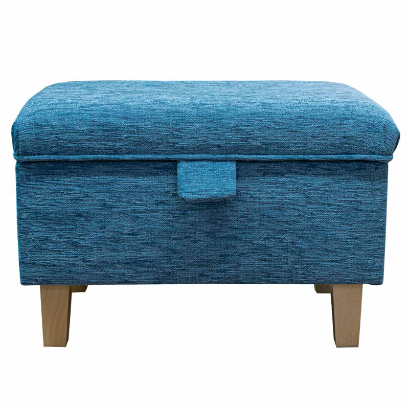 50.8cm Wide Rectangle Solid Colour Footstool Ottoman with Storage, Blue