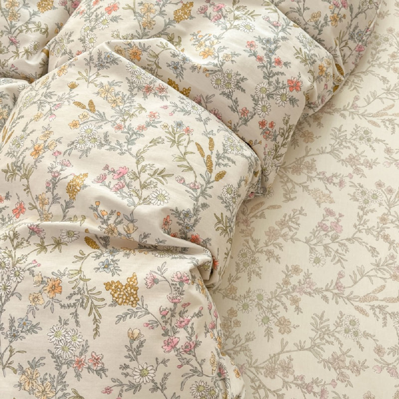 Nayoroom 3 Pieces Floral Duvet Covers Boho Cotton Comforter Cover Soft Coquette Farmhouse Cute Duvet Cover Set Rustic Bedding Aesthetic Flower Duvet Protector