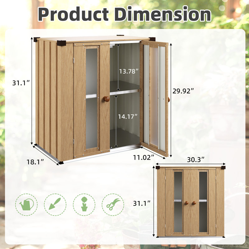 Small Outdoor Storage Cabinet Waterproof With Shelves