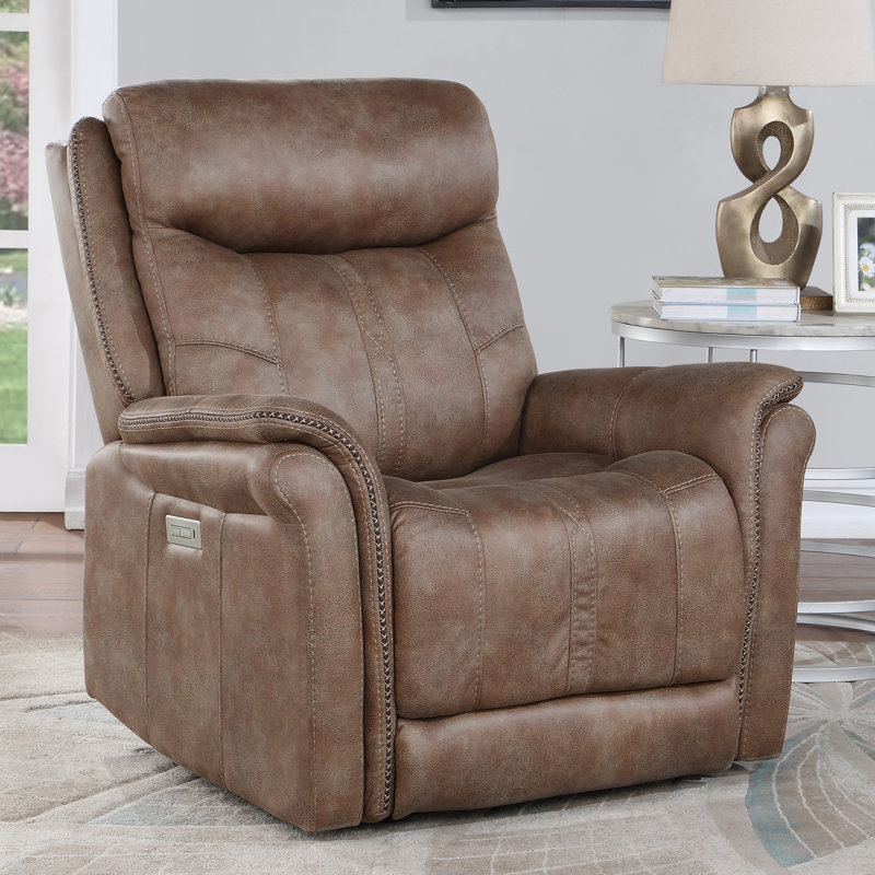 Fauteuil inclinable électrique Wajieh Morrison, Similicuir brun clair