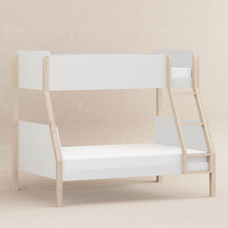 TipToe Twin-Over-Full Bunk Bed, White/Washed Natural