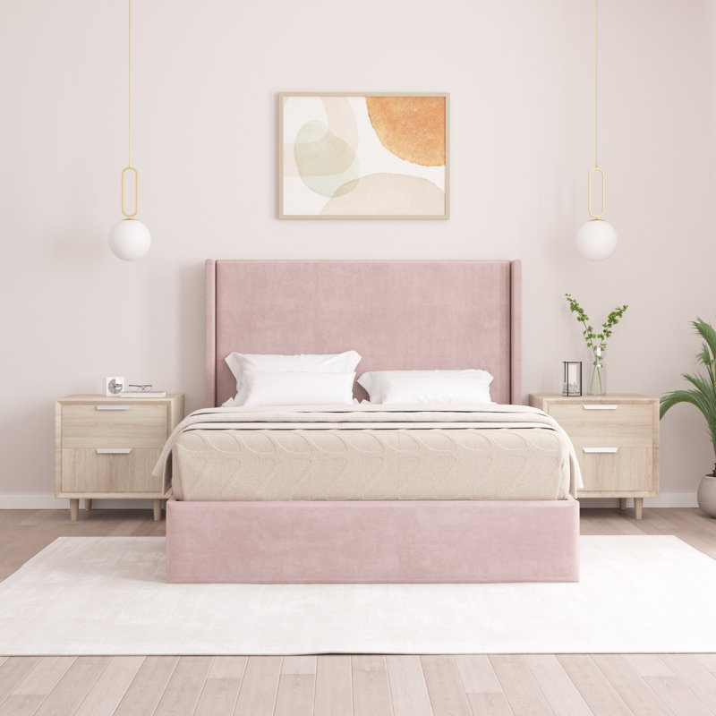Boiko Upholstered Ottoman Storage Bed, Double (4'6), Pink