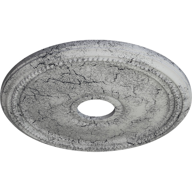 Endurathane Diane Ceiling Medallion, 18"OD x 3 5/8"ID x 1 1/8"P (Fits Canopies up to 5 3/8"), Hand-Painted Ultra Pure White Crackle Finish