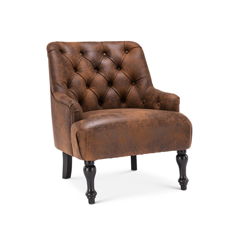 Luciana Suede Tufted Armchair, Brown