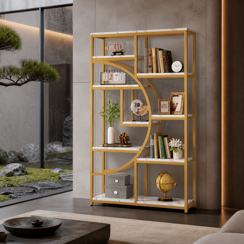 69" Modern Luxury Half-Moon Bookshelf