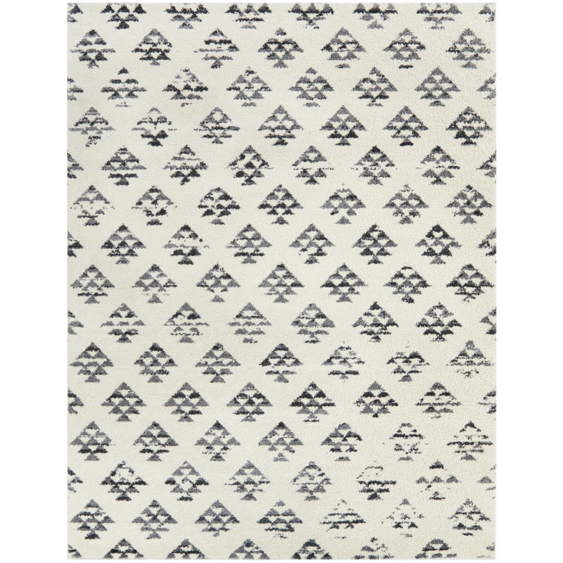 Tapis crème à motif géométrique, Rectangle 5 pi 3 po x 7 pi