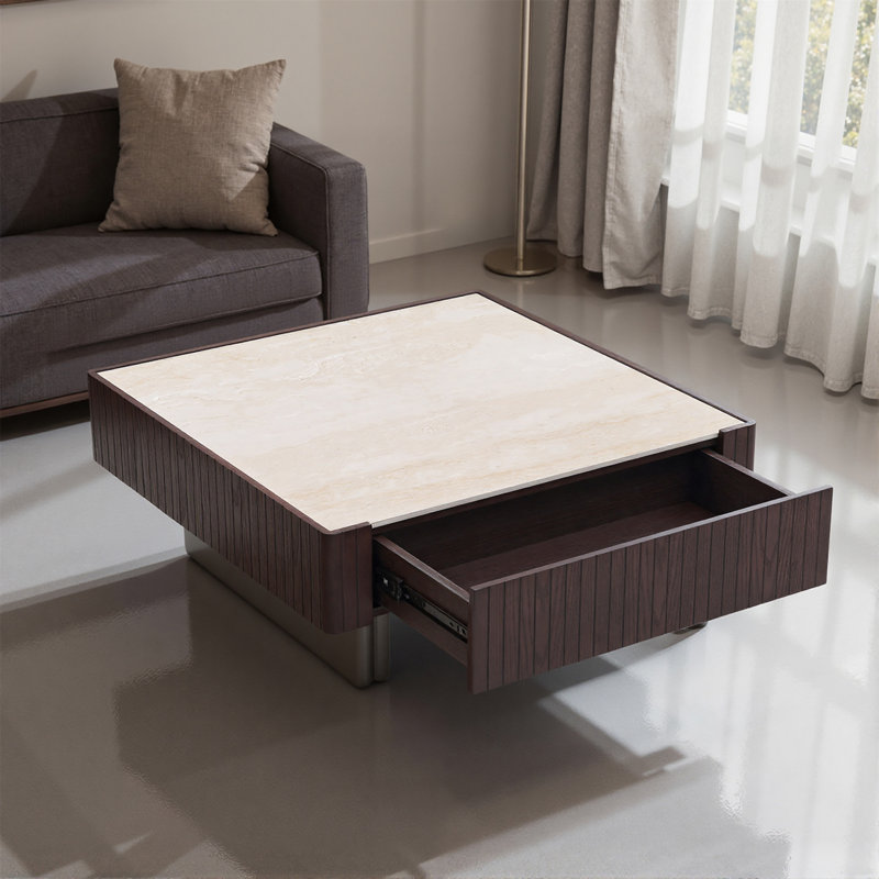 Table basse carrée moderne avec 1 tiroir