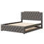 Grand lit plateforme tapissier avec lit gigogne simple et chargeurs, options de chargement en lin gris