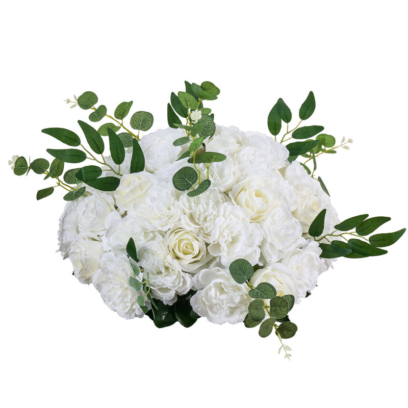 Boules de fleurs pour centres de mariage Arrangement de fleurs roses + blanc, Blanc
