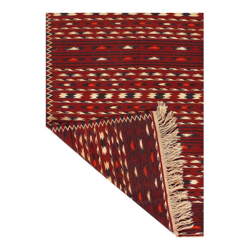 Tapis rouge en laine / coton fait à la main Faraid Southwestern