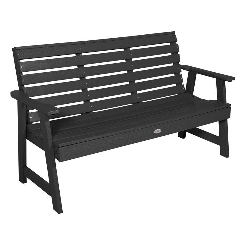Banc de patio en PEHD Middimar résistant aux intempéries, Noir