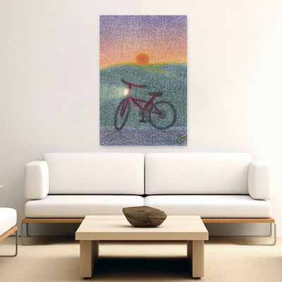 "Vélo au coucher du soleil"
