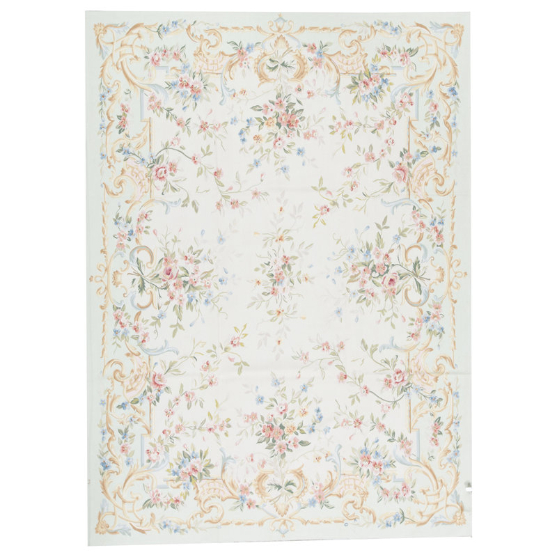 Hand-Knotted High-Quality Beige and Green Area Rug