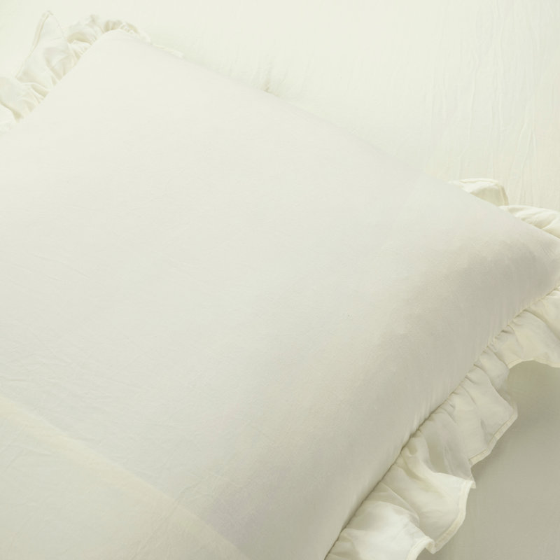 Ella Shabby Elegance Ruffle Lace Microfiber Comforter Set, Twin XL Comforter + 1 Standard Sham, Ivory