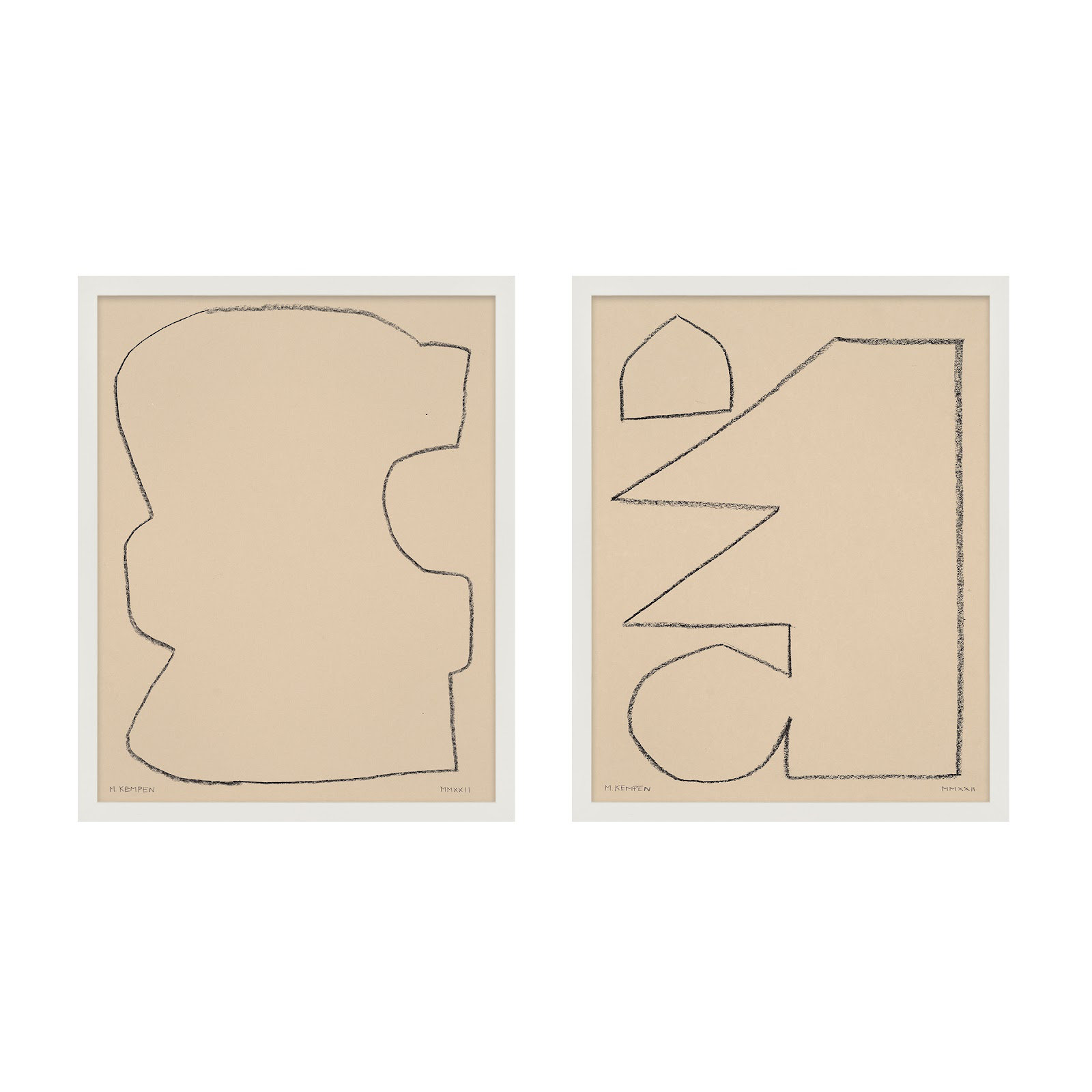 Outlines 9 And 10 by Michael Kempen, White Framed, 30" W x 38" H